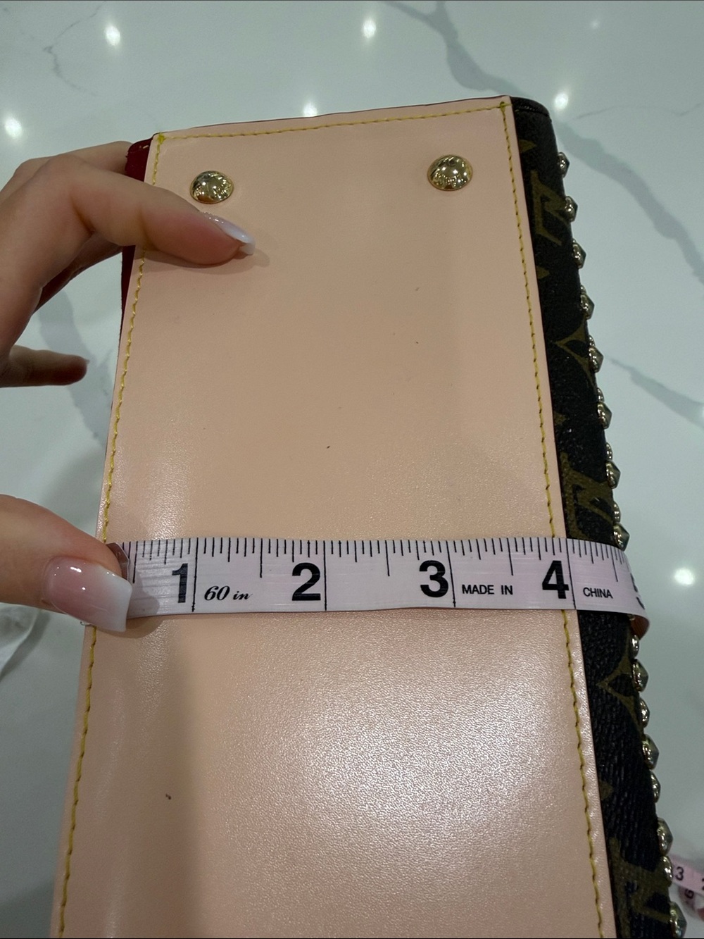 Monogram Studded Brown Satchel with Gold Accents inspired - Picture 14 of 14